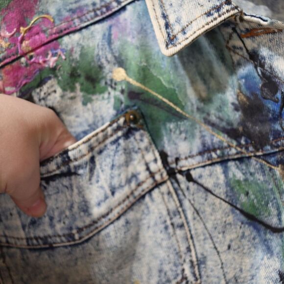 Giorgio Morandi Vintage 80s Denim Doleman Pant Leg Jean Jacket LG - Picture 2 of 16